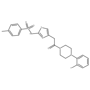 N-(4-(2-(4-(2-fluorophenyl)piperazin-1-yl)-2-oxoethyl)thiazol-2-yl)-4-methylbenzenesulfonamide Structure