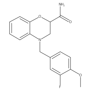 4-[(3-Fluoro-4-methoxyphenyl)methyl]-3,4-dihydro-2H-1,4-benzoxazine-2-carboxamide Structure