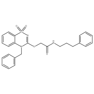 2-((4-benzyl-1,1-dioxido-4H-benzo[e][1,2,4]thiadiazin-3-yl)thio)-N-(3-phenylpropyl)acetamide结构式