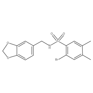 N-(1,3-benzodioxol-5-ylmethyl)-2-bromo-4,5-dimethylbenzenesulfonamide结构式