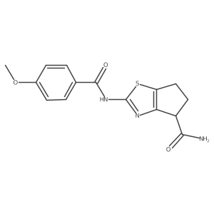 2-(4-methoxybenzamido)-5,6-dihydro-4H-cyclopenta[d]thiazole-4-carboxamide结构式