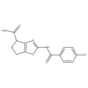 2-(4-fluorobenzamido)-5,6-dihydro-4H-cyclopenta[d]thiazole-4-carboxamide结构式
