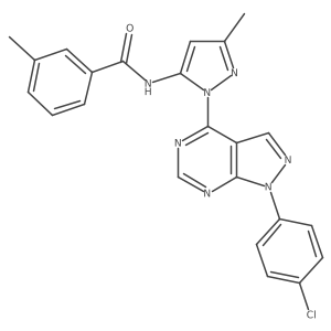 N-{1-[1-(4-chlorophenyl)-1H-pyrazolo[3,4-d]pyrimidin-4-yl]-3-methyl-1H-pyrazol-5-yl}-3-methylbenzamide结构式