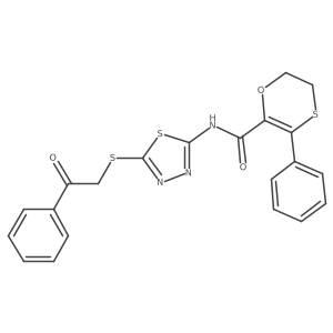 N-{5-[(2-oxo-2-phenylethyl)sulfanyl]-1,3,4-thiadiazol-2-yl}-3-phenyl-5,6-dihydro-1,4-oxathiine-2-carboxamide Structure