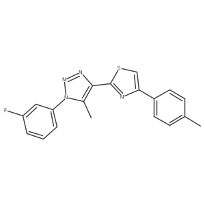 2-(1-(3-fluorophenyl)-5-methyl-1H-1,2,3-triazol-4-yl)-4-(p-tolyl)thiazole结构式