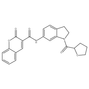 2-oxo-N-(1-(tetrahydrofuran-2-carbonyl)indolin-6-yl)-2H-chromene-3-carboxamide结构式