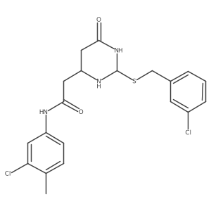 N-(3-chloro-4-methylphenyl)-2-[2-[(3-chlorophenyl)methylsulfanyl]-6-oxo-1,3-diazinan-4-yl]acetamide Structure