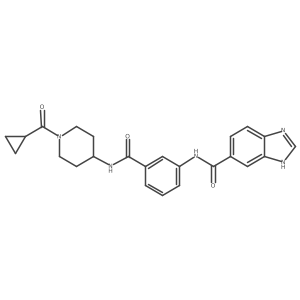 N-[3-[[[1-(Cyclopropylcarbonyl)-4-piperidinyl]amino]carbonyl]phenyl]-1H-benzimidazole-6-carboxamide结构式