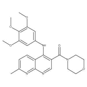 (7-Methyl-4-((3,4,5-trimethoxyphenyl)amino)-1,8-naphthyridin-3-yl)(morpholino)methanone结构式