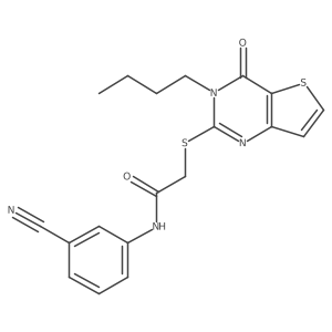 2-({3-butyl-4-oxo-3H,4H-thieno[3,2-d]pyrimidin-2-yl}sulfanyl)-N-(3-cyanophenyl)acetamide结构式