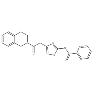 N-{4-[2-oxo-2-(1,2,3,4-tetrahydroisoquinolin-2-yl)ethyl]-1,3-thiazol-2-yl}pyrimidine-2-carboxamide结构式