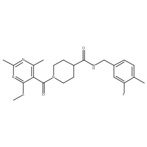 1-[2,4-dimethyl-6-(methylsulfanyl)pyrimidine-5-carbonyl]-N-[(3-fluoro-4-methylphenyl)methyl]piperidine-4-carboxamide Structure