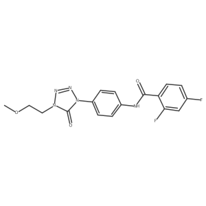 2,4-difluoro-N-(4-(4-(2-methoxyethyl)-5-oxo-4,5-dihydro-1H-tetrazol-1-yl)phenyl)benzamide结构式