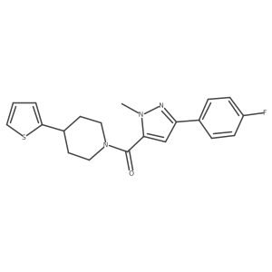 (3-(4-fluorophenyl)-1-methyl-1H-pyrazol-5-yl)(4-(thiophen-2-yl)piperidin-1-yl)methanone Structure