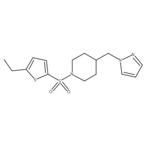 4-((1H-pyrazol-1-yl)methyl)-1-((5-ethylthiophen-2-yl)sulfonyl)piperidine Structure