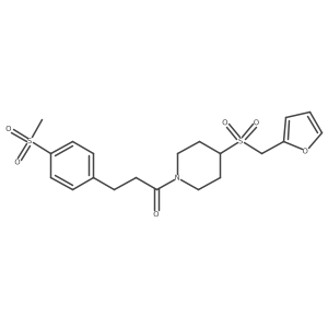 1-(4-((Furan-2-ylmethyl)sulfonyl)piperidin-1-yl)-3-(4-(methylsulfonyl)phenyl)propan-1-one结构式