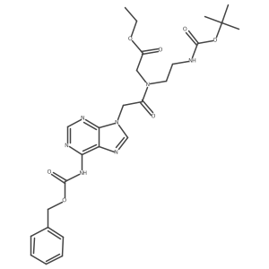 Ethyl 2-(2-(6-(((benzyloxy)carbonyl)amino)-9H-purin-9-yl)-N-(2-((tert-butoxycarbonyl)amino)ethyl)acetamido)acetate Structure