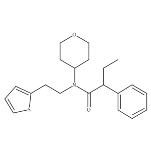 2-phenyl-N-(tetrahydro-2H-pyran-4-yl)-N-(2-(thiophen-2-yl)ethyl)butanamide结构式