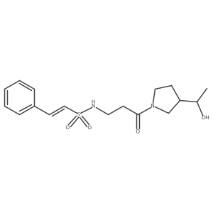 (E)-N-[3-[3-(1-Hydroxyethyl)pyrrolidin-1-yl]-3-oxopropyl]-2-phenylethenesulfonamide结构式