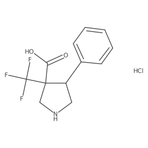 (3R,4S)-4-phenyl-3-(trifluoromethyl)pyrrolidine-3-carboxylic acid hydrochloride结构式