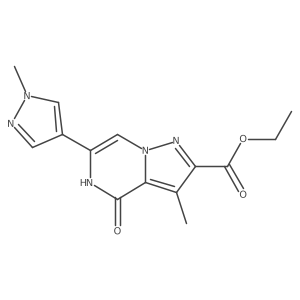 4,5-Dihydro-3-methyl-6-(1-methyl-1h-pyrazol-4-yl)-4-oxo-pyrazolo[1,5-a]pyrazine-2-carboxylic acid ethyl ester结构式