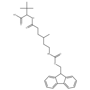 (2R)-2-[6-({[(9H-fluoren-9-yl)methoxy]carbonyl}amino)-4-methylhexanamido]-3,3-dimethylbutanoic acid结构式