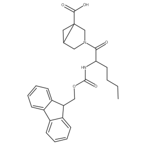3-[(2S)-2-({[(9H-fluoren-9-yl)methoxy]carbonyl}amino)hexanoyl]-3-azabicyclo[3.1.0]hexane-1-carboxylic acid结构式