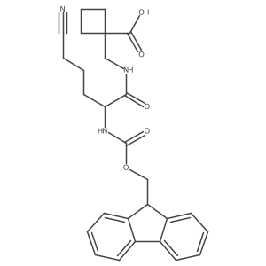 1-{[5-cyano-2-({[(9H-fluoren-9-yl)methoxy]carbonyl}amino)pentanamido]methyl}cyclobutane-1-carboxylic acid Structure