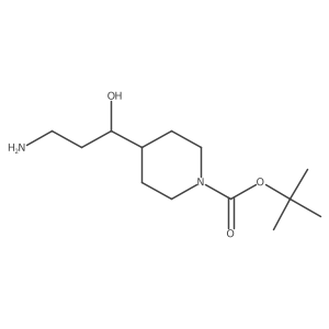tert-butyl 4-[(1R)-3-amino-1-hydroxypropyl]piperidine-1-carboxylate结构式
