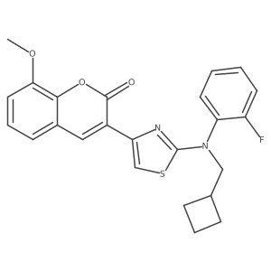 3-{2-[(cyclobutylmethyl)(2-fluorophenyl)amino]-1,3-thiazol-4-yl}-8-methoxy-2H-chromen-2-one结构式