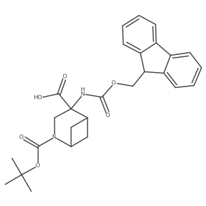 2-[(tert-butoxy)carbonyl]-4-({[(9H-fluoren-9-yl)methoxy]carbonyl}amino)-2-azabicyclo[3.1.1]heptane-4-carboxylic acid结构式
