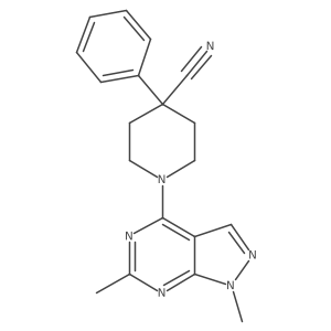 1-{1,6-dimethyl-1H-pyrazolo[3,4-d]pyrimidin-4-yl}-4-phenylpiperidine-4-carbonitrile Structure