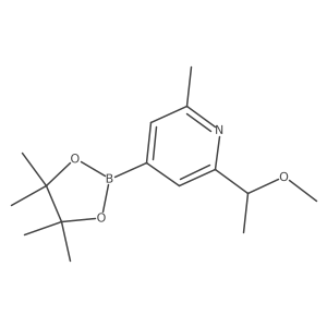2-(1-Methoxyethyl)-6-methyl-4-(4,4,5,5-tetramethyl-1,3,2-dioxaborolan-2-yl)pyridine结构式