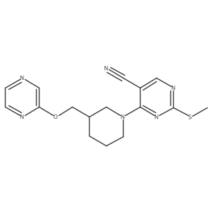 2-(Methylsulfanyl)-4-{3-[(pyrazin-2-yloxy)methyl]piperidin-1-yl}pyrimidine-5-carbonitrile结构式