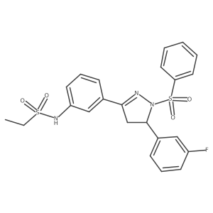 N-[3-[2-(benzenesulfonyl)-3-(3-fluorophenyl)-3,4-dihydropyrazol-5-yl]phenyl]ethanesulfonamide结构式