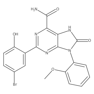 2-(5-bromo-2-hydroxyphenyl)-9-(2-methoxyphenyl)-8-oxo-8,9-dihydro-7H-purine-6-carboxamide结构式