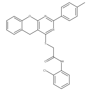 N-(2-chlorophenyl)-2-((2-(p-tolyl)-5H-chromeno[2,3-d]pyrimidin-4-yl)thio)acetamide结构式