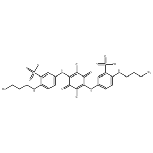 2-(3-Aminopropylamino)-5-[[4-[4-(3-aminopropylamino)-3-sulfoanilino]-2,5-dichloro-3,6-dioxocyclohexa-1,4-dien-1-yl]amino]benzenesulfonic acid结构式