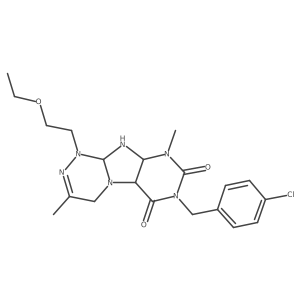 7-[(4-chlorophenyl)methyl]-1-(2-ethoxyethyl)-3,9-dimethyl-5a,9a,10,10a-tetrahydro-4H-purino[8,7-c][1,2,4]triazine-6,8-dione结构式