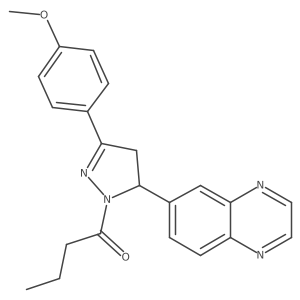 1-(3-(4-methoxyphenyl)-5-(quinoxalin-6-yl)-4,5-dihydro-1H-pyrazol-1-yl)butan-1-one Structure