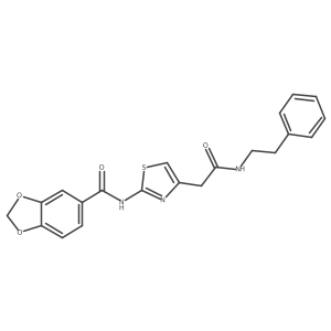 N-(4-(2-oxo-2-(phenethylamino)ethyl)thiazol-2-yl)benzo[d][1,3]dioxole-5-carboxamide结构式