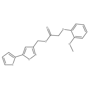 (5-(Thiophen-2-yl)isoxazol-3-yl)methyl 2-(2-methoxyphenoxy)acetate Structure