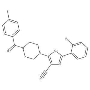 2-(2-Fluorophenyl)-5-(4-(4-methylbenzoyl)piperazin-1-yl)oxazole-4-carbonitrile结构式