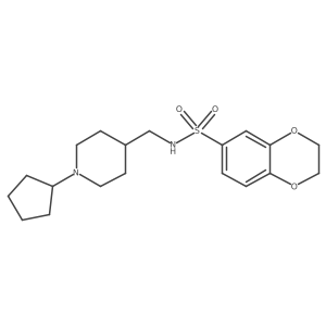 N-((1-cyclopentylpiperidin-4-yl)methyl)-2,3-dihydrobenzo[b][1,4]dioxine-6-sulfonamide结构式