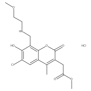 Methyl 2-[6-chloro-7-hydroxy-8-[(2-methoxyethylamino)methyl]-4-methyl-2-oxochromen-3-yl]acetate;hydrochloride Structure