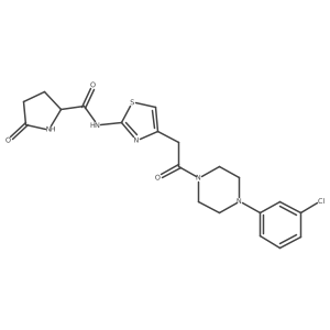 N-(4-(2-(4-(3-chlorophenyl)piperazin-1-yl)-2-oxoethyl)thiazol-2-yl)-5-oxopyrrolidine-2-carboxamide Structure