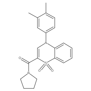 (4-(3,4-dimethylphenyl)-1,1-dioxido-4H-benzo[b][1,4]thiazin-2-yl)(pyrrolidin-1-yl)methanone结构式