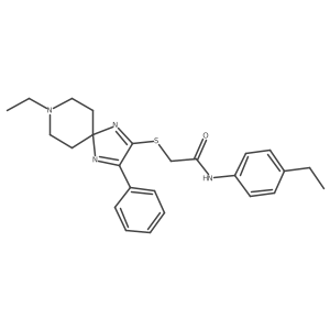 2-((8-ethyl-3-phenyl-1,4,8-triazaspiro[4.5]deca-1,3-dien-2-yl)thio)-N-(4-ethylphenyl)acetamide结构式
