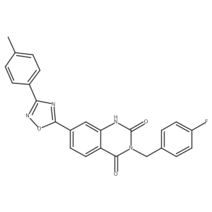 3-(4-fluorobenzyl)-7-(3-(p-tolyl)-1,2,4-oxadiazol-5-yl)quinazoline-2,4(1H,3H)-dione Structure