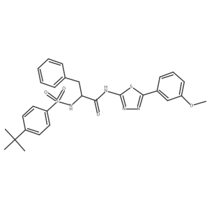 2-((4-(tert-Butyl)phenyl)sulfonamido)-N-(5-(3-methoxyphenyl)-1,3,4-thiadiazol-2-yl)-3-phenylpropanamide结构式